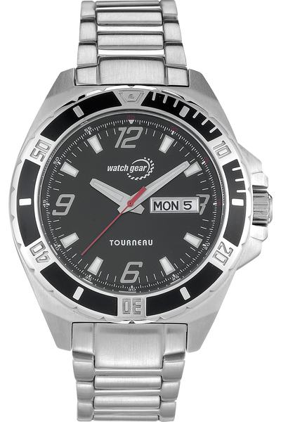 men 39 s 42mm steel black dial bracelet tourneau customer services cover letters