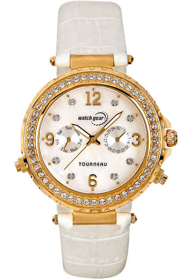Ladies&#39; Gold Tone Crystal Mother of Pearl