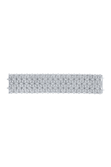Wide Diamond Bracelet in White Gold