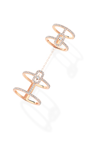 Move Uno Double Ring in Pink Gold