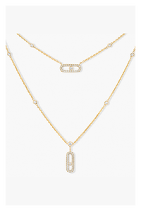 Move Uno 2-row Pavé Necklace in Yellow Gold