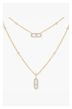 Move Uno 2-row Pav&eacute; Necklace in Yellow Gold
