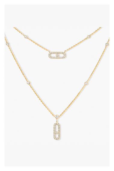 Move Uno 2-row Pav&eacute; Necklace in Yellow Gold