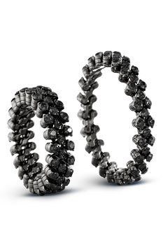 Brevetto 3-row Multi Size Ring in Black Gold with Black Diamonds