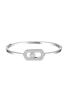So Move Pav&eacute; Bangle in White Gold Size L