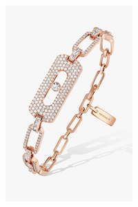 Move Link Pavé Bracelet in Pink Gold
