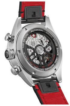 Autavia Calibre Heuer 02 Automatic Silver Leather Chronograph