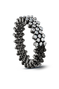 Brevetto 5-row Multi Size Ring in Black Gold