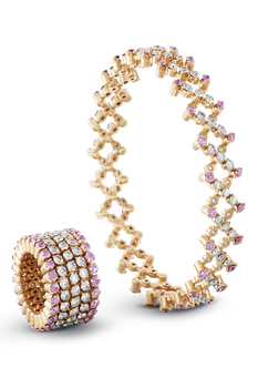 Serafino 5-row Ring Bracelet in Pink Gold with Pink Sapphires