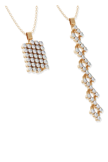 Serafino 5-row Multi Size Pendant in Pink Gold