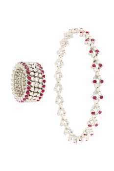 Serafino 5-row Ring Bracelet in White Gold with Rubies
