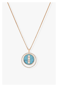 Pink gold diamond necklace and turquoise Lucky Move