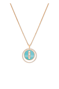 Pink gold diamond necklace and turquoise Lucky Move