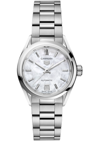 TAG Heuer Carrera Calibre 9 Automatic Mother of Pearl Steel Watch WBN2410.BA0621