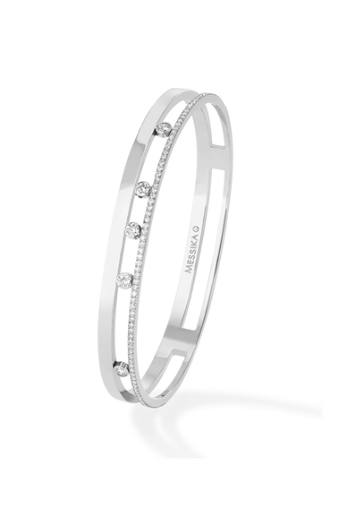 White gold diamond bangle bracelet Move Romane by Messika