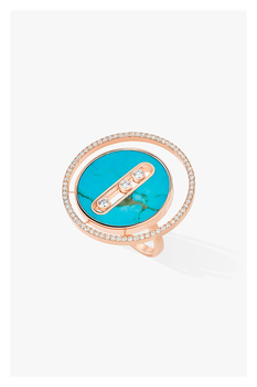 Lucky Move Turquoise LM Ring in Pink Gold Size 54