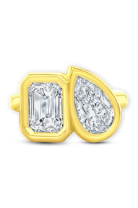 Toi & Moi Bezel Ring in Yellow Gold