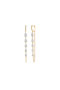 Pear Cut Diamond Chain Earrings in Pink Gold