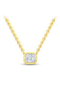 Cushion Cut Diamond Bezel Pendant in Yellow Gold