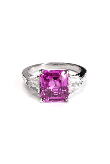 Emerald Cut Pink Sapphire Ring
