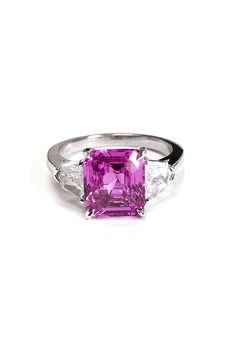 Emerald Cut Pink Sapphire Ring
