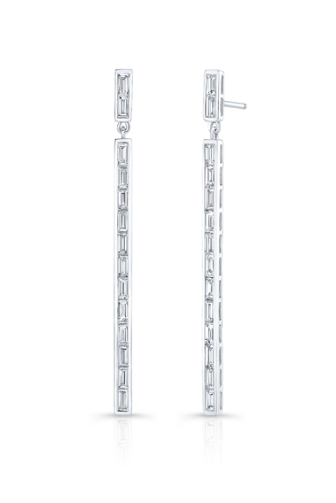 Line Earrings in White Gold