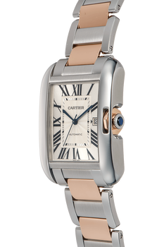 Cartier Men's Tank Anglaise XL Rose Gold and Stainless Steel Automatic Watch (W5310006) | Steel/Rose Gold | Certified Pre-owned | Tourneau