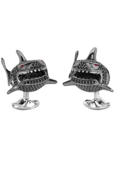 Black Spinel Shark Cufflinks