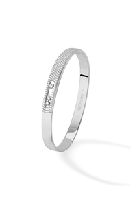 Move Noa Pavé Bangle in White Gold Size M