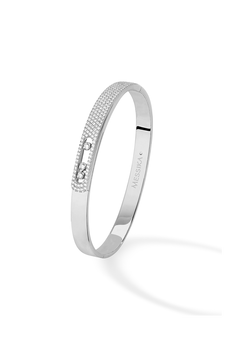 Move Noa Pav&eacute; Bangle in White Gold Size M