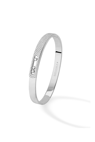 Move Noa Pav&eacute; Bangle in White Gold Size M