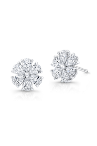 Flower Studs in White Gold