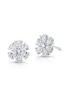 Flower Studs in White Gold