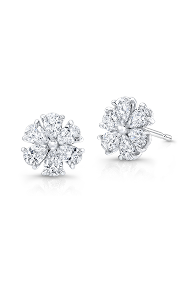 Flower Studs in White Gold