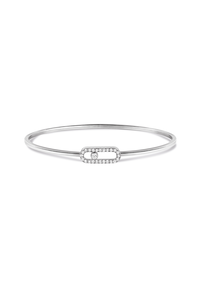 Move Uno Flex Pavé Bangle in White Gold Size M