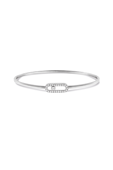 Move Uno Flex Pav&eacute; Bangle in White Gold Size M