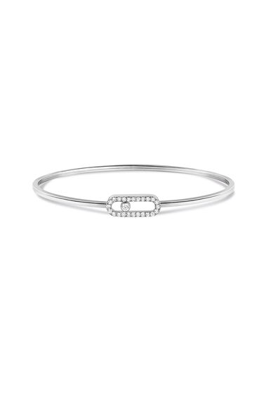 Move Uno Flex Pav&eacute; Bangle in White Gold Size M