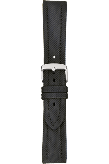 20 mm Black Kevlar Grain Leather Strap