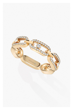 Move Link Multi Pav&eacute; Ring in Yellow Gold Size 54