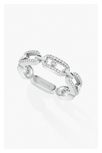 Move Link Multi Pavé Ring in White Gold Size 54