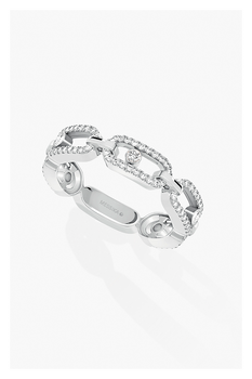 Move Link Multi Pav&eacute; Ring in White Gold Size 54