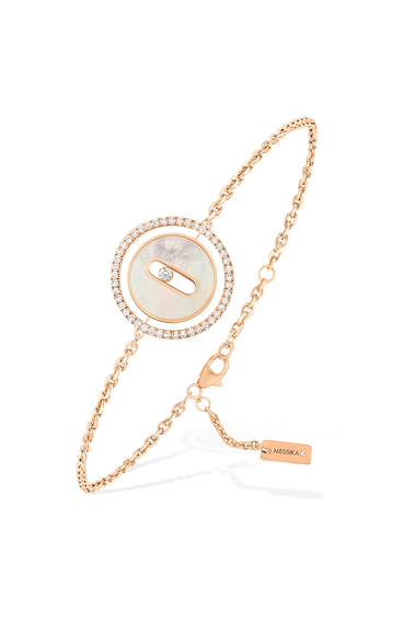 Lucky Move PM diamond bracelet in pink gold and white mother-of-pearl