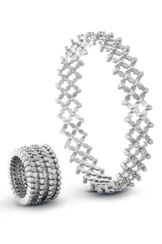 Serafino Alternato 7-row Ring Bracelet in White Gold