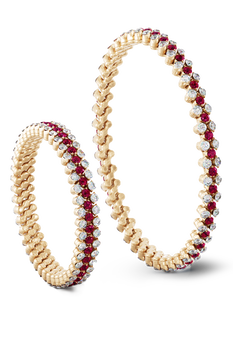 Brevetto 3-row Multi Size Bracelet in Pink Gold with Rubies