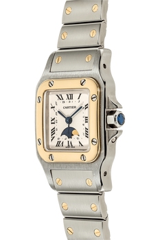 Santos Galbee Moon Phase Yellow Gold and Stainless Steel Quartz