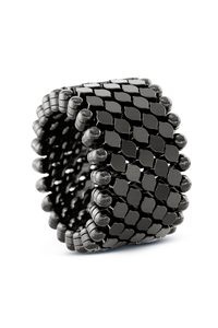 Brevetto 7-row Multi Size Ring in Black Gold