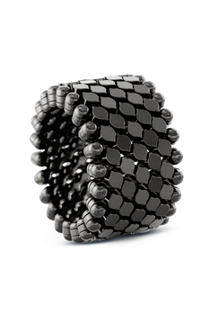 Brevetto 7-row Multi Size Ring in Black Gold