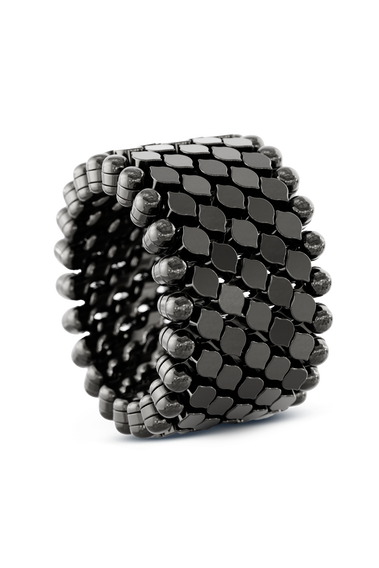 Brevetto 7-row Multi Size Ring in Black Gold