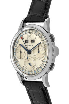 Triple Date Chronograph Circa 1950s Stainless Steel Manual