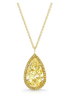 Pear cut Fancy Yellow Halo Pendant 1.55 ct